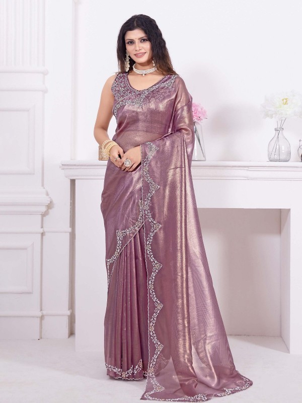 Dusty Pink Raina Net Coating Saree